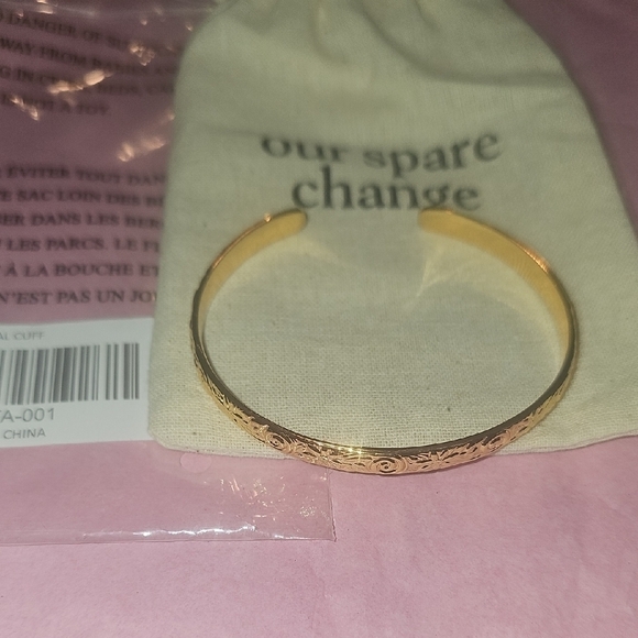 Our Spare Change Jewelry - Our Spare Change NWT Gold Floral Cuff Bracelet